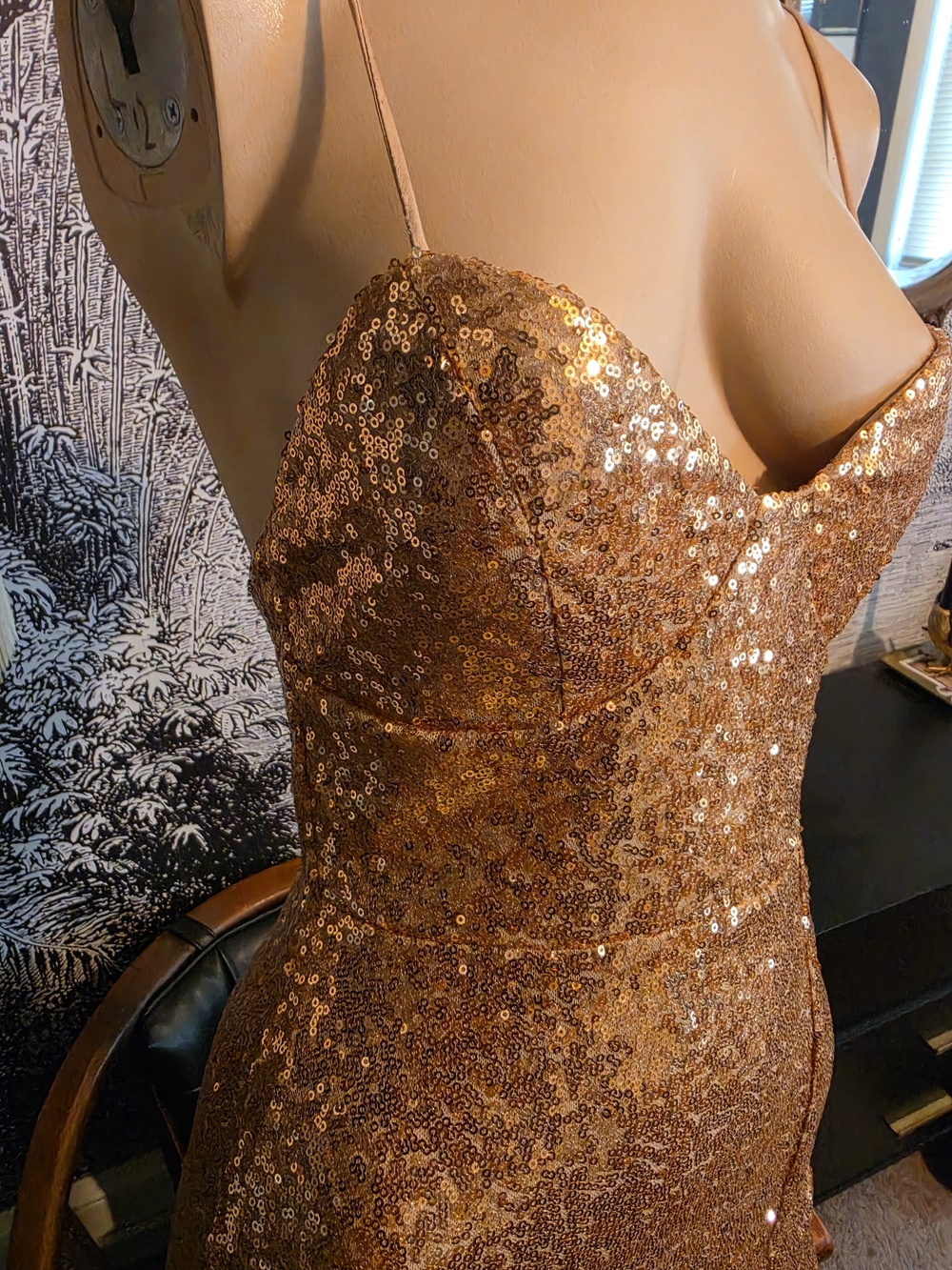 Hello Molly Gold Sequin Midi Dress S